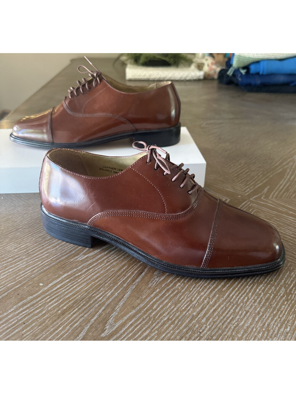 Dickinson Cap Toe Oxford Brown Leather Dress Shoes Mens 10M Stacey Adams NEW